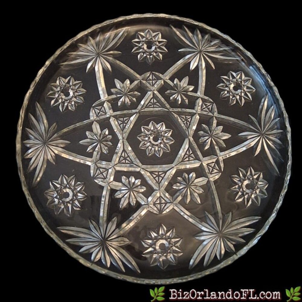 VINTAGE: Anchor Hocking EAPC Star of David 13.5" Clear Glass Serving Platter